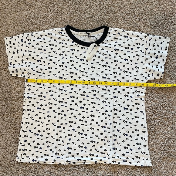 Rag & Bone Ditsy Floral Short Sleeve T-Shirt White Black Size Medium - Picture 5 of 8